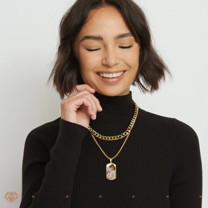 Collier Médaillon Photo Personnalisé avec Calendrier Gravé pour Femme