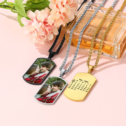 Collier Médaillon Photo Personnalisé avec Calendrier