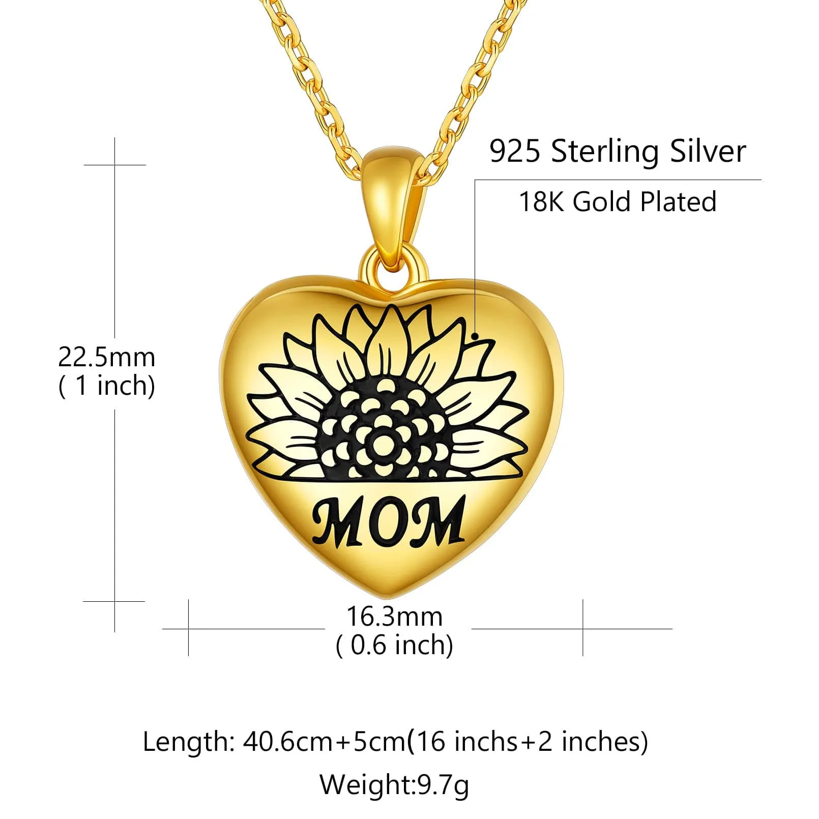 Collier Médaillon Cœur Tournesol Personnalisé avec Photo pour Maman