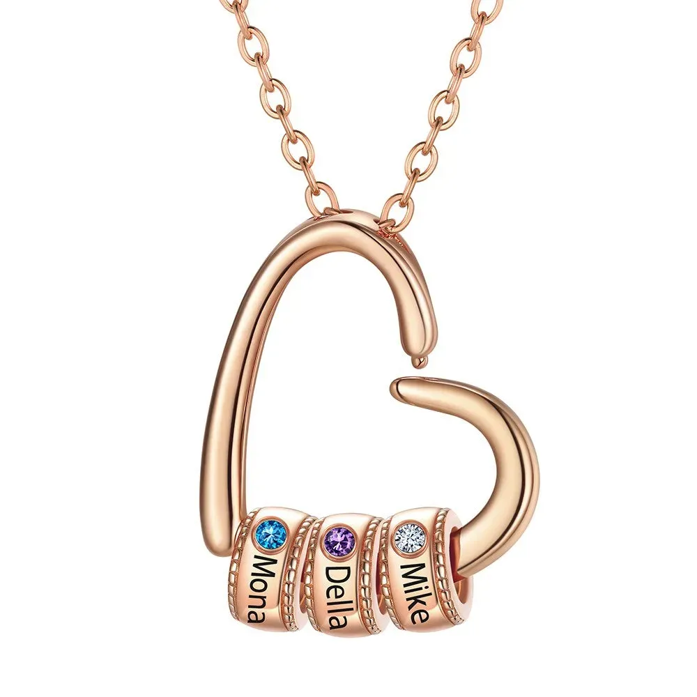 Collier Maman Personnalisé avec 3 Noms et Pierres  Or Rose