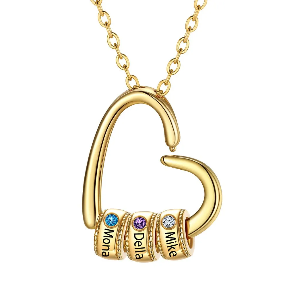 Collier Maman Personnalisé avec 3 Noms et Pierres Or