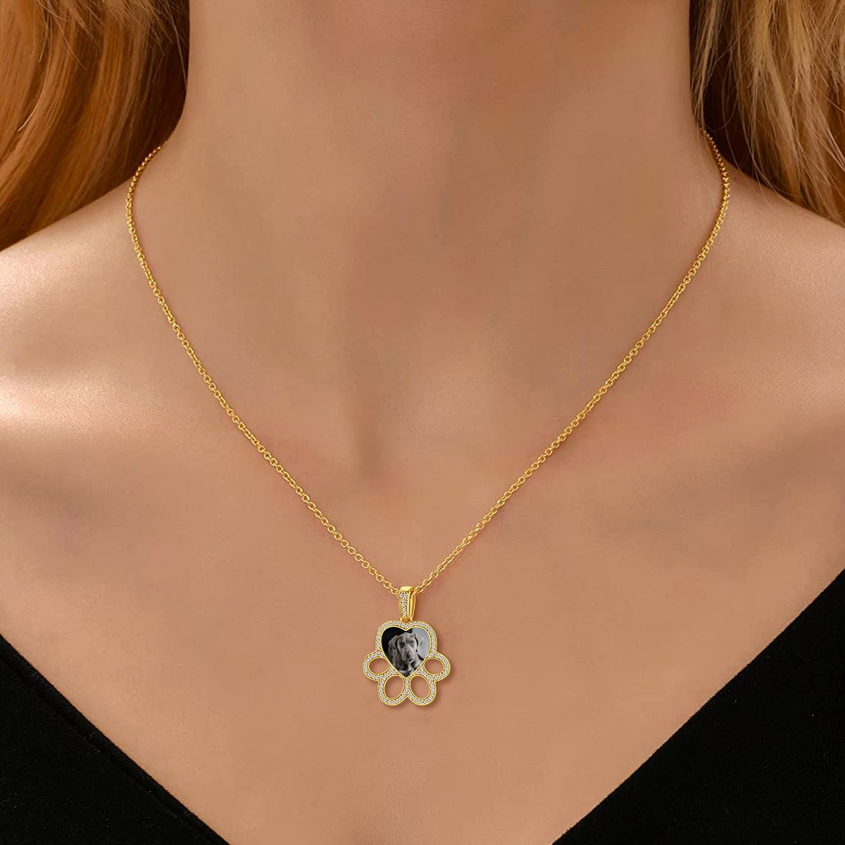 Collier Médaillon Photo Patte de Chien Personnalisé Cadeau pour Amie