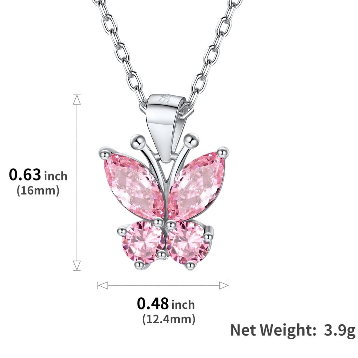 Collier Pendentif Papillon en Argent Sterling avec Pierre de Naissance taille