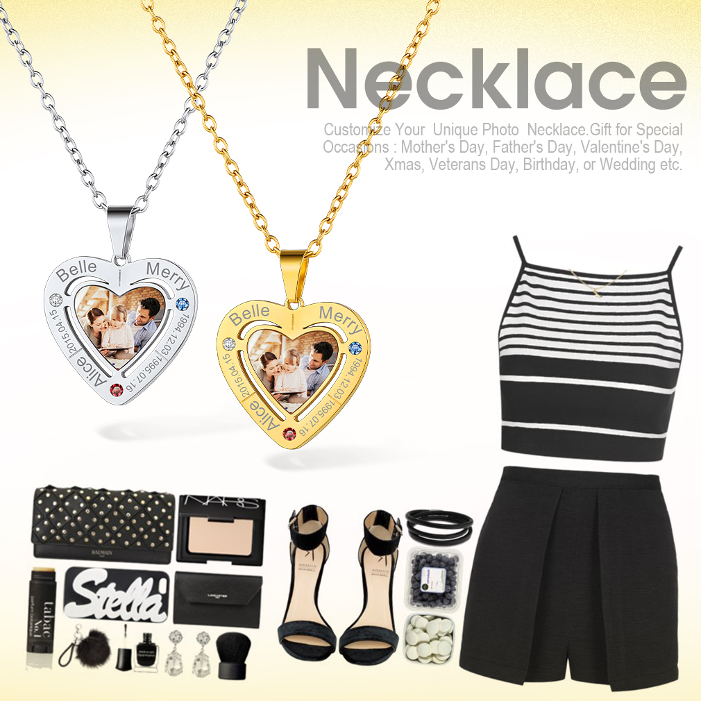 Collier Pendentif Photo Gravé Médaillon Personnalisé 