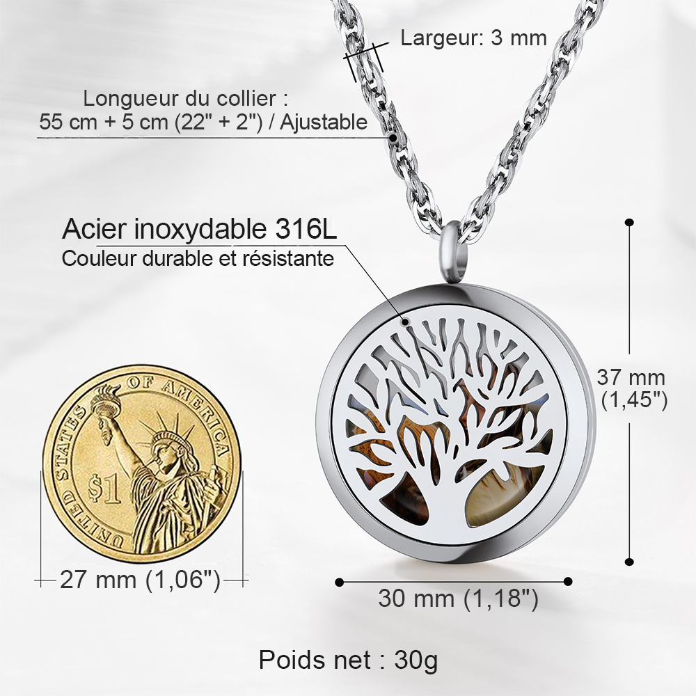 Collier Pendentif Photo Personnalisé Médaillon Arbre de Vie taille