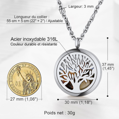 Collier Pendentif Photo Personnalisé Médaillon Arbre de Vie taille