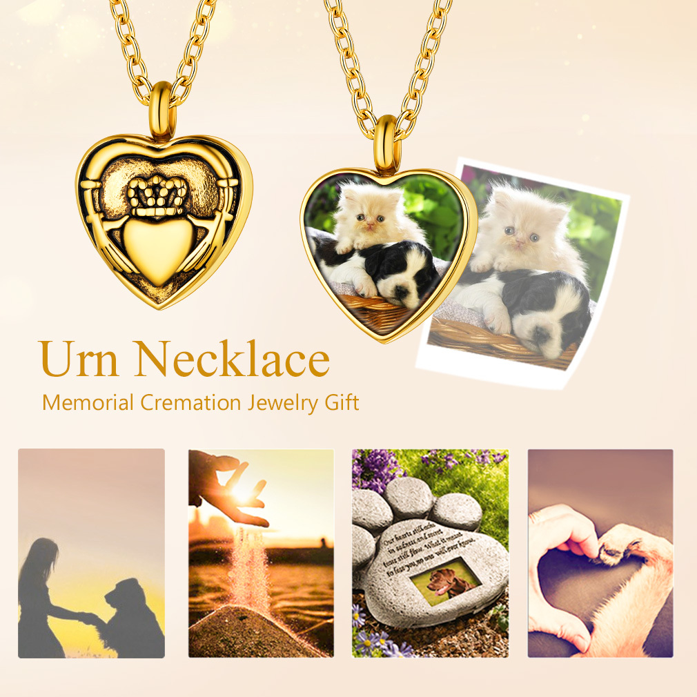 Collier Pendentif Urne Photo Personnalisable pour Cendres or