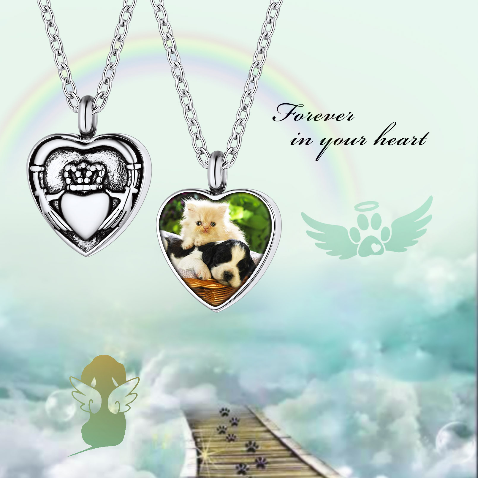 Collier Pendentif Urne Photo pour Cendres