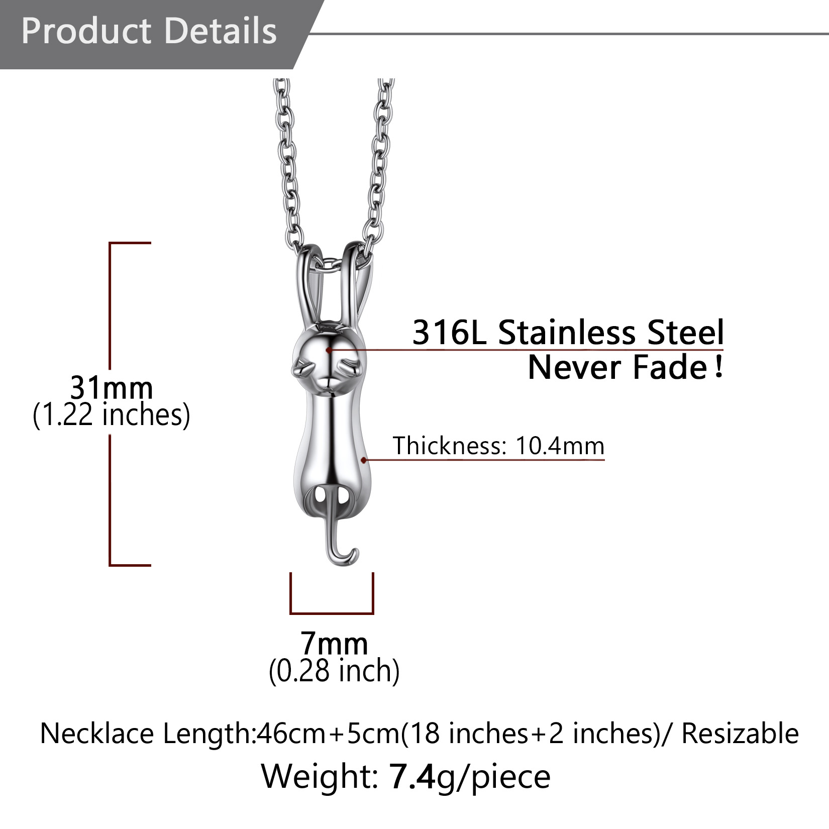 Collier Pendentif urne funéraire chat personnalisé taille