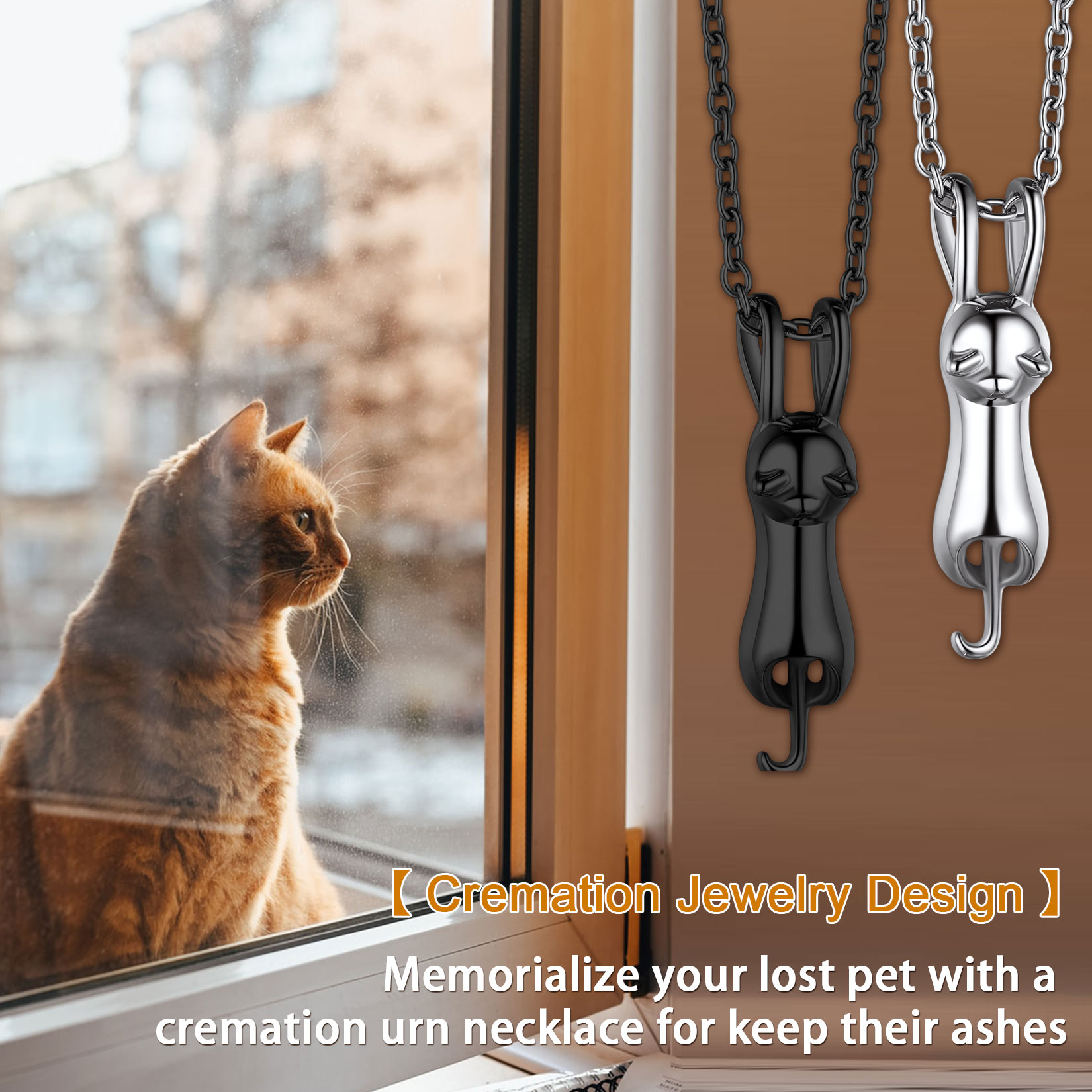 Collier Pendentif funéraire chat personnalisé 