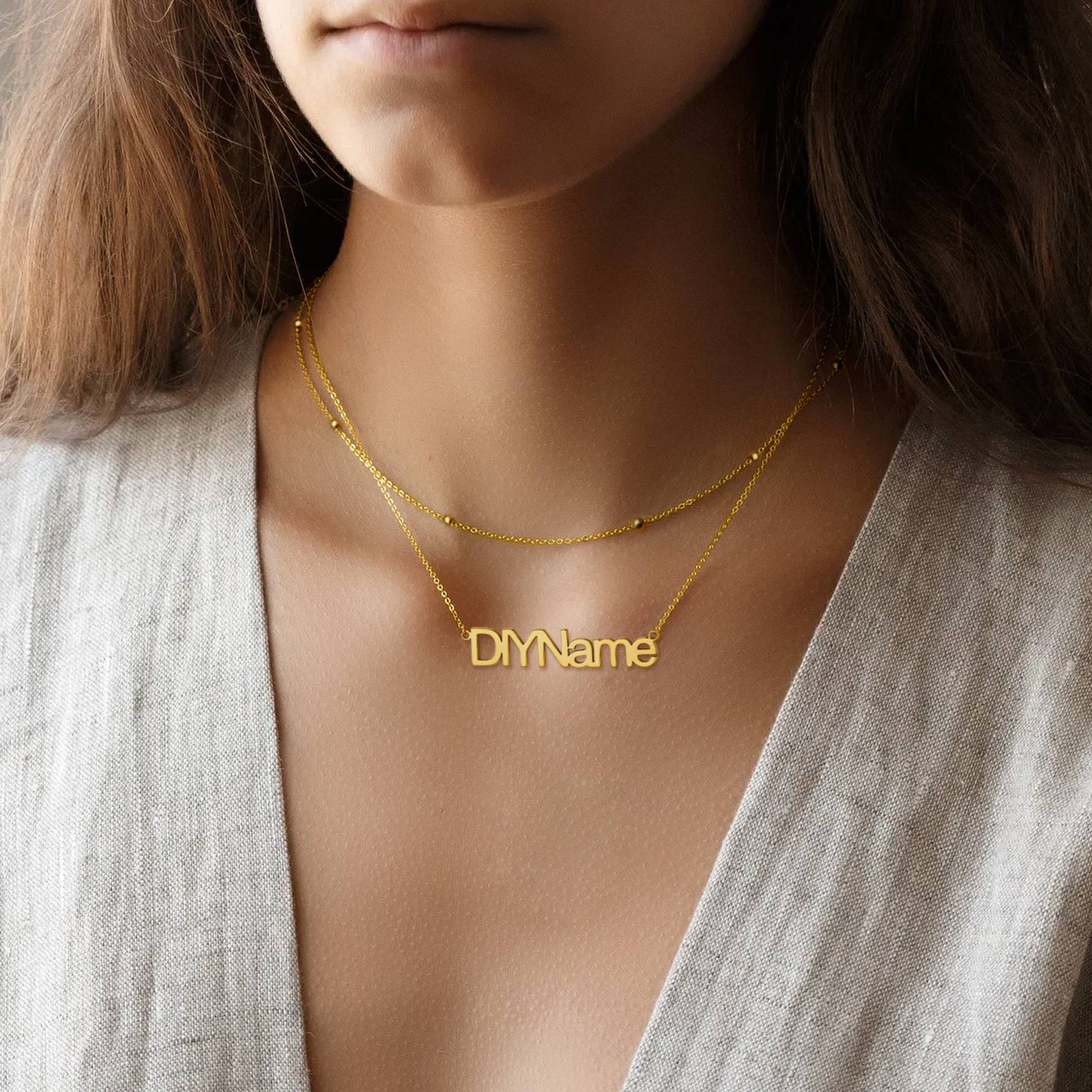 Collier femme Personnalisé à Double Couche avec Prénom
