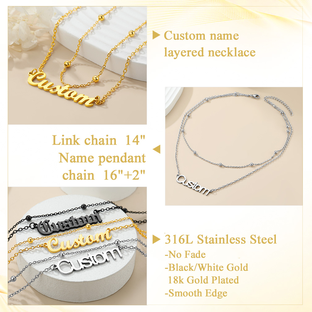 Collier Personnalisé à Double Couche avec Prénom détail