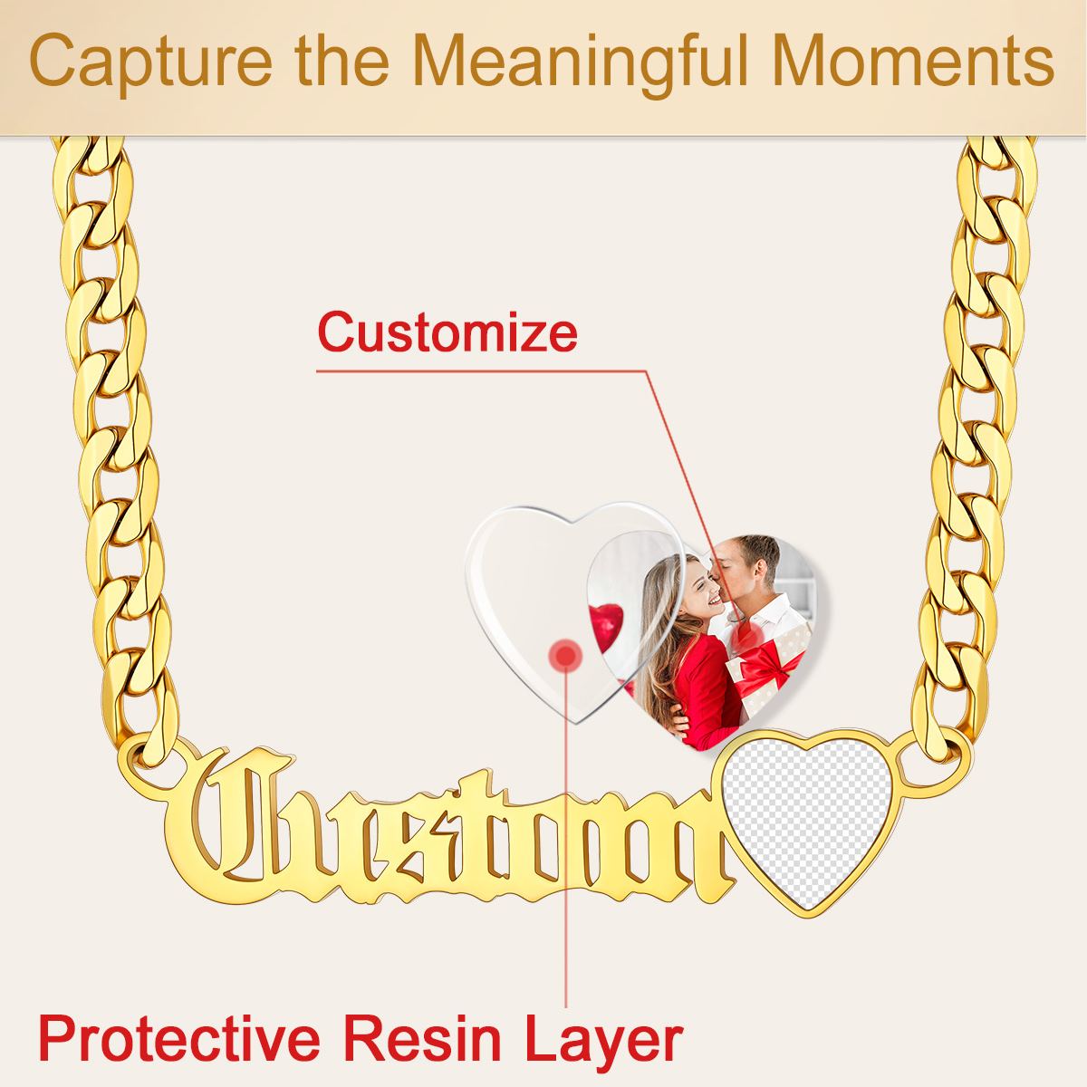 Collier Chaîne Cubaine avec Nom et Photo