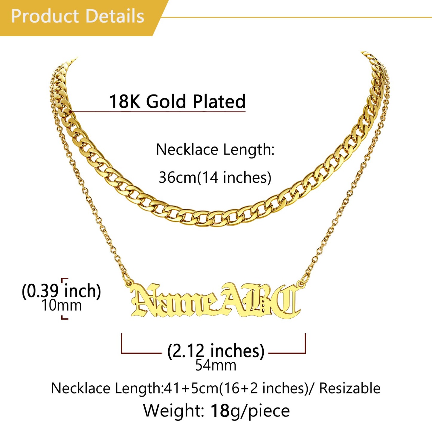 Collier Double Rang avec Prénom Taille