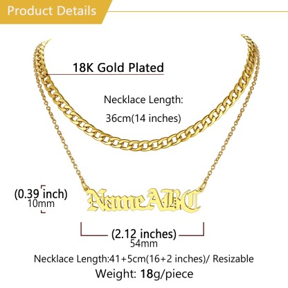 Collier Double Rang avec Prénom Taille