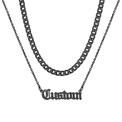 Collier Double Rang avec Prénom Noir