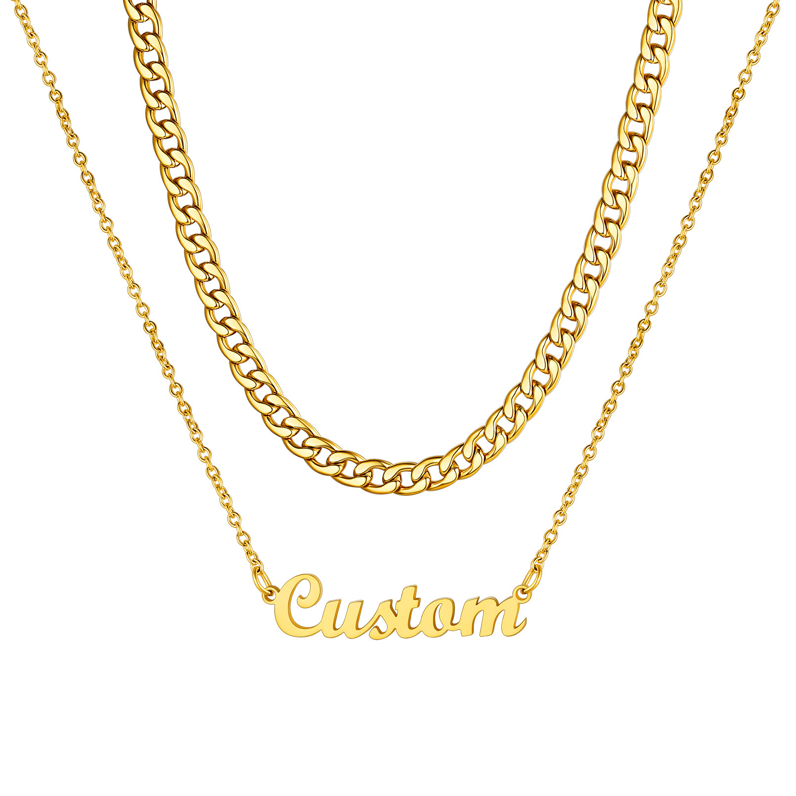 Collier Double Rang avec Prénom Or