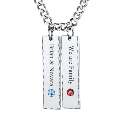 Collier Barre Personnalisé Prénom avec Pierre de Naissance Argenté
