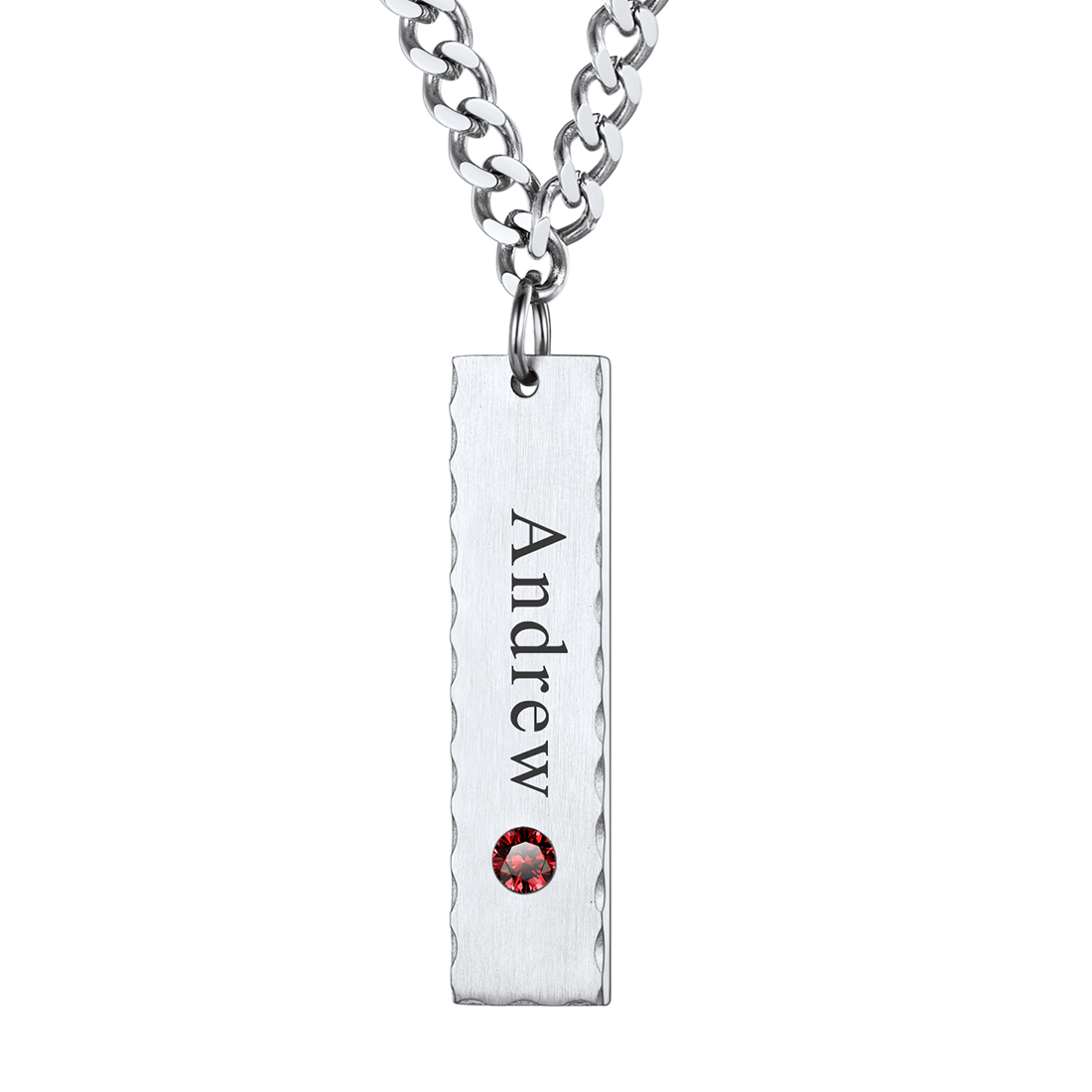 Collier Barre Personnalisé Prénom avec Pierre de Naissance pour Femme Argenté