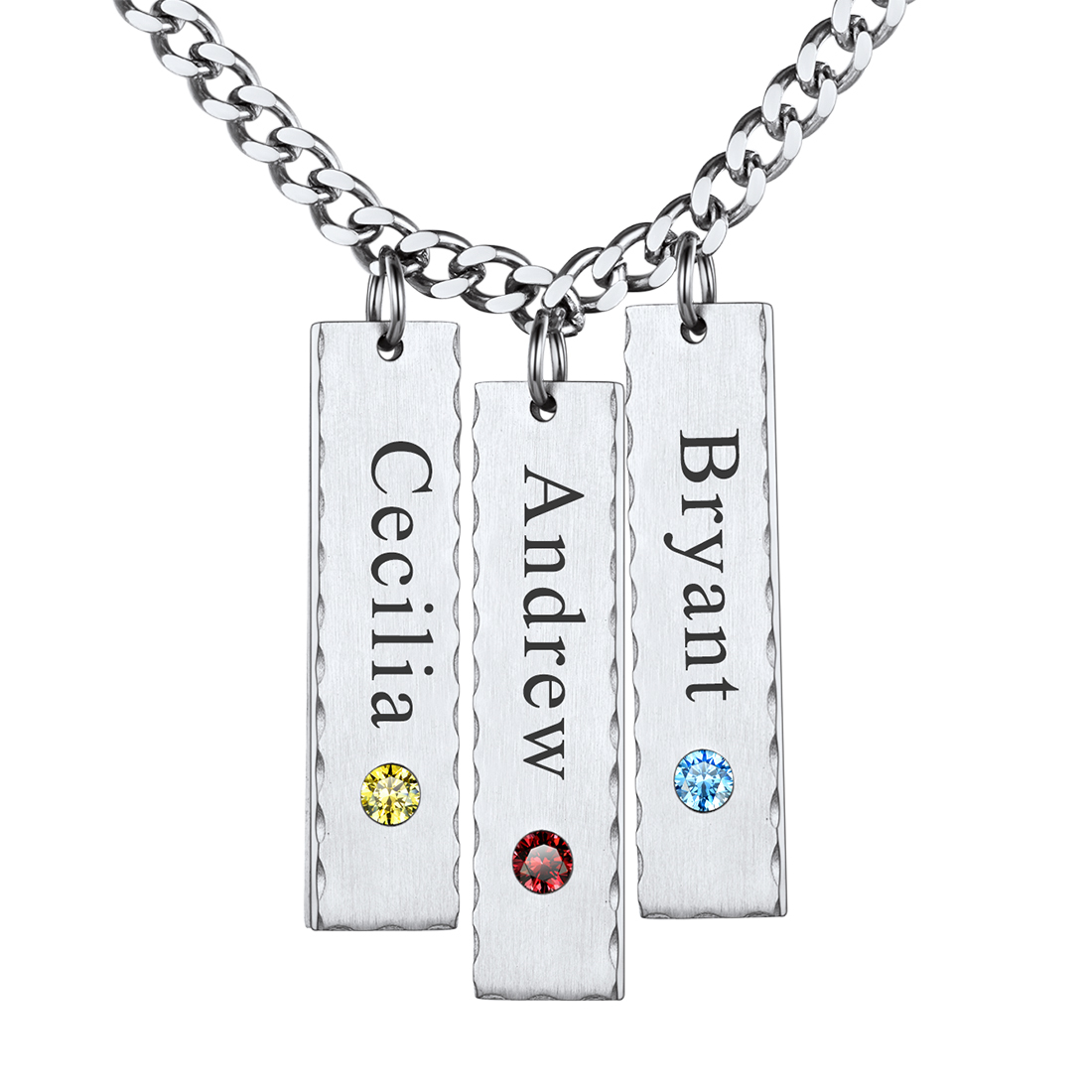 Collier Argenté Personnalisé Prénom avec Pierre de Naissance 