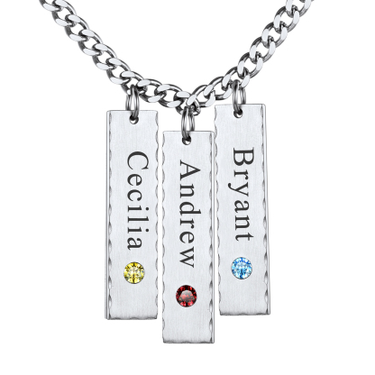 Collier Argenté Personnalisé Prénom avec Pierre de Naissance 