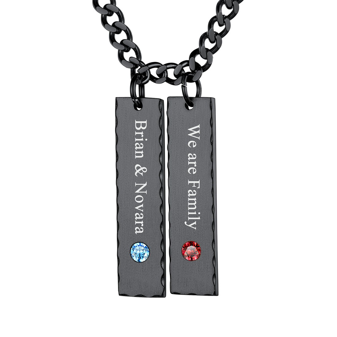 Collier Barre Personnalisé Prénom avec Pierre de Naissance Noir