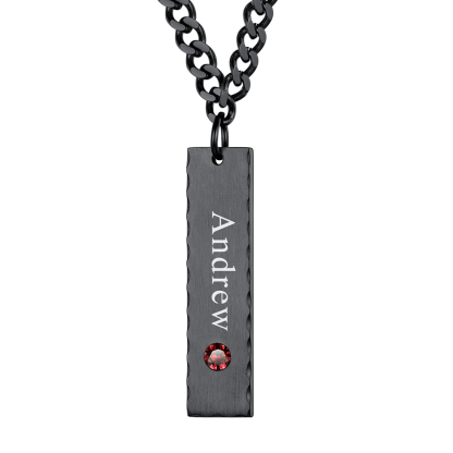 Collier Barre Personnalisé Prénom avec Pierre de Naissance pour Femme Noir