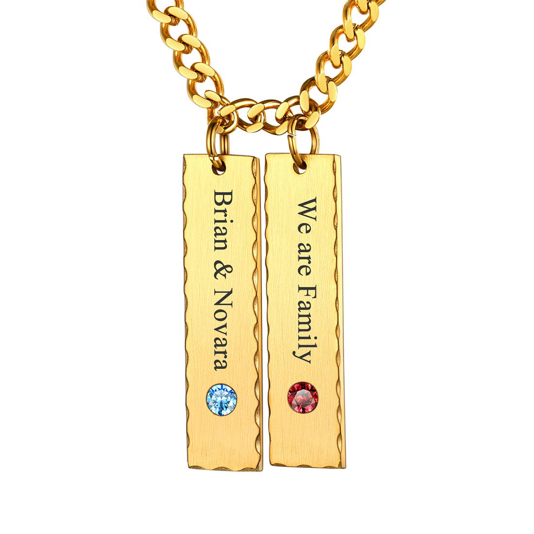 Collier Barre Personnalisé Prénom avec Pierre de Naissance Or