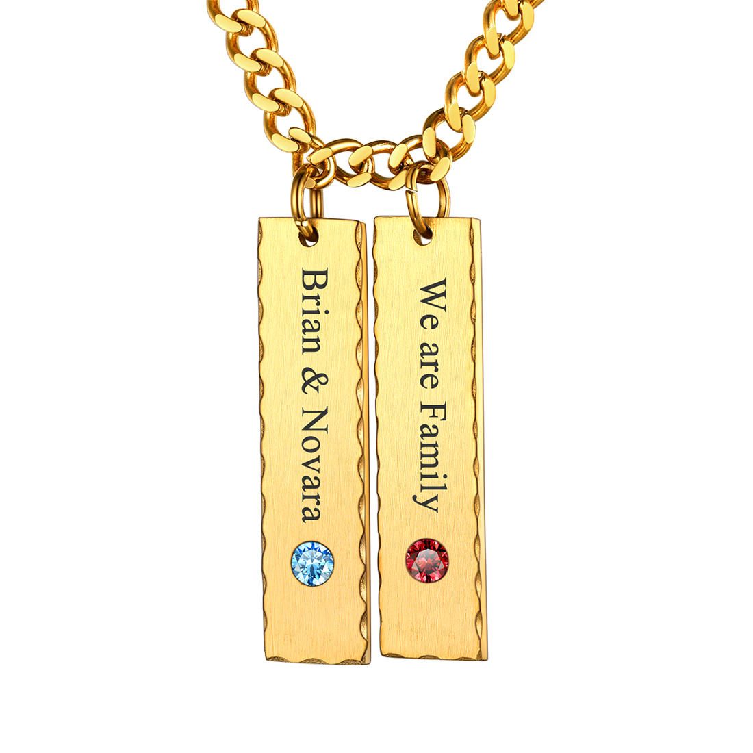 Collier Barre Personnalisé Prénom avec Pierre de Naissance Or