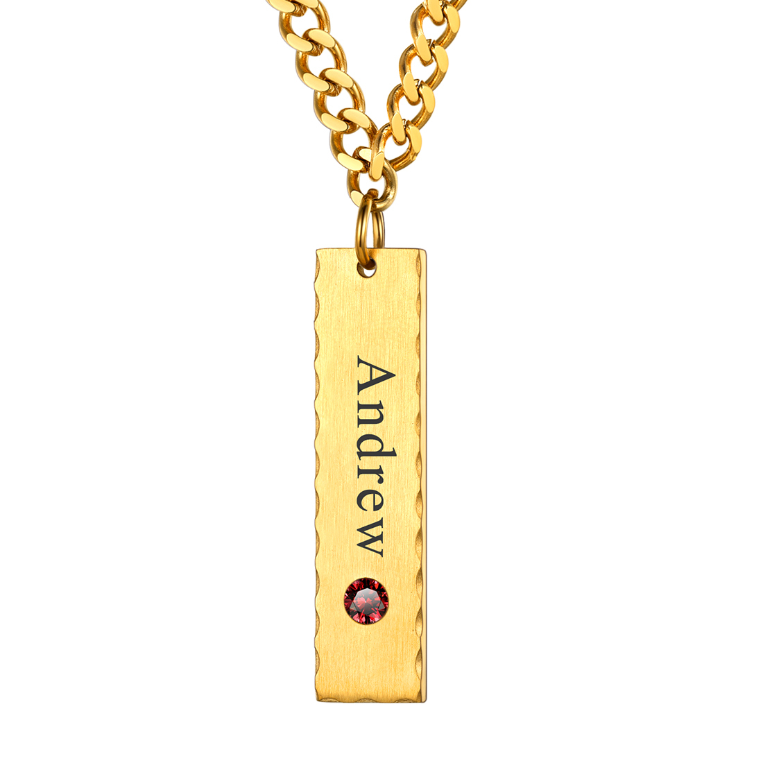 Collier Barre Personnalisé Prénom avec Pierre de Naissance pour Femme Or