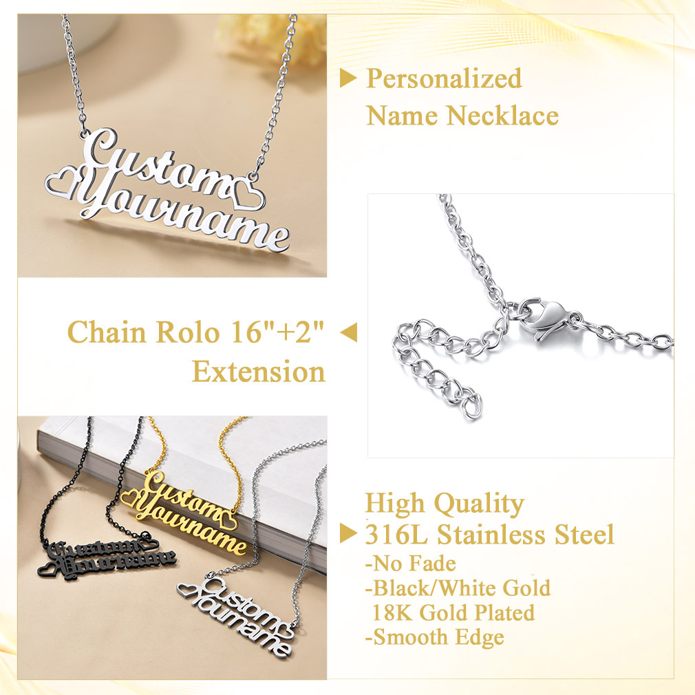 Collier Personnalisé Prénom avec Coeur pour Femme détail