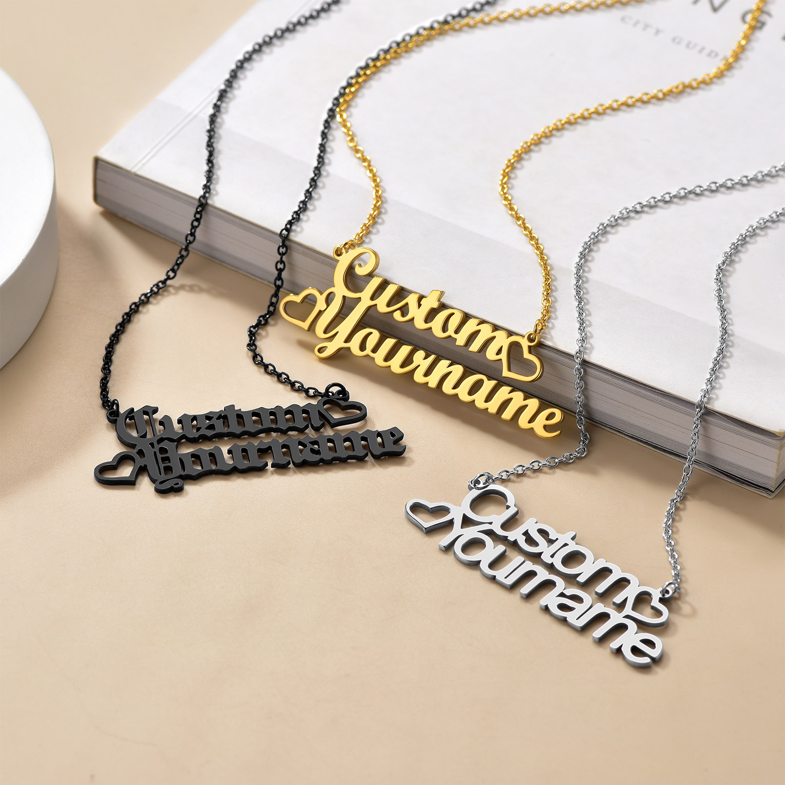 Collier Personnalisé Prénom avec Coeur pour Femme 3 couleurs