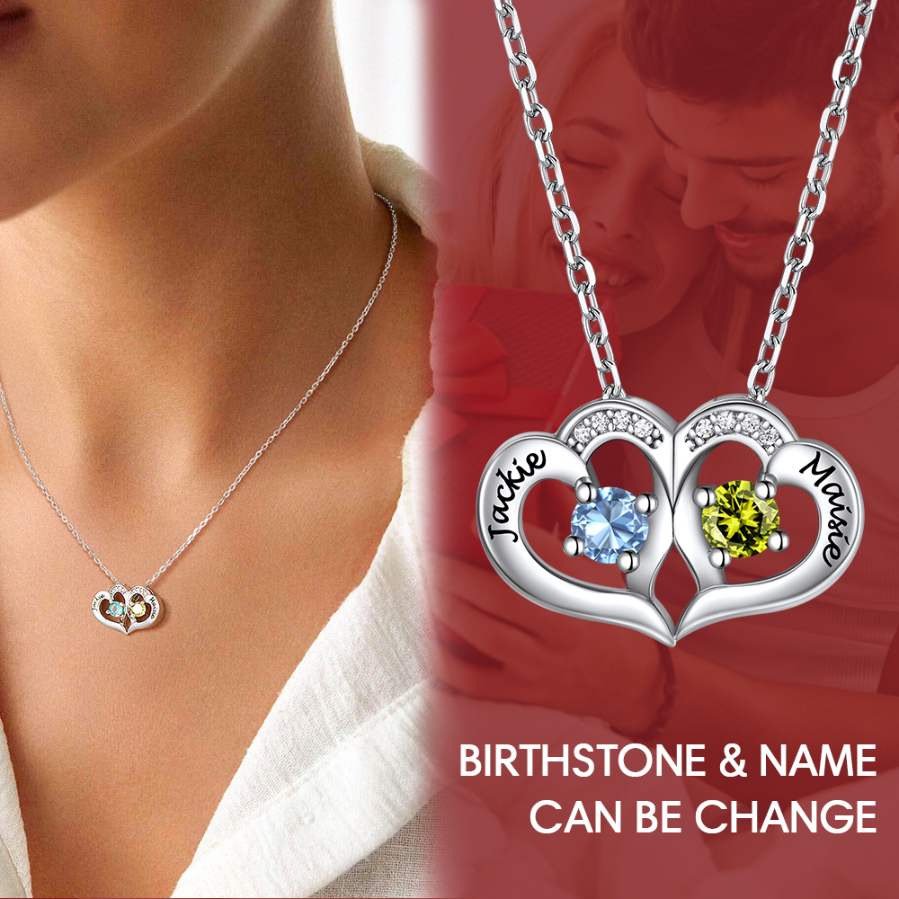 Collier Personnalisé Prénom pendentif avec pierre de naissance