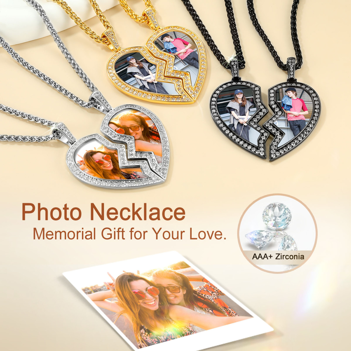 Collier Personnalisé Puzzle Gravé Photo 