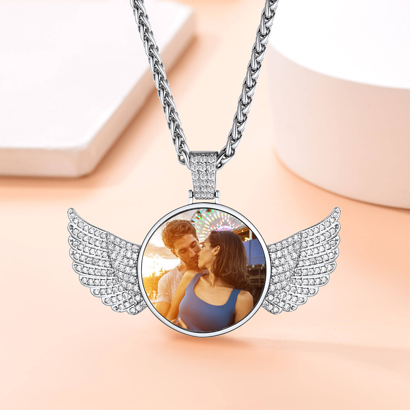 Collier Personnalisé avec Ailes d'Ange et Photo