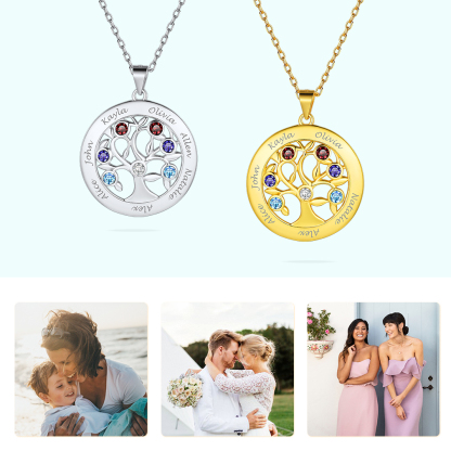 Collier Personnalisé avec Pierres de Naissance cadeau pour femme