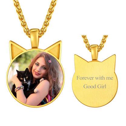 Collier Photo Chat Personnalisé Souvenir pour Amoureux des Animaux