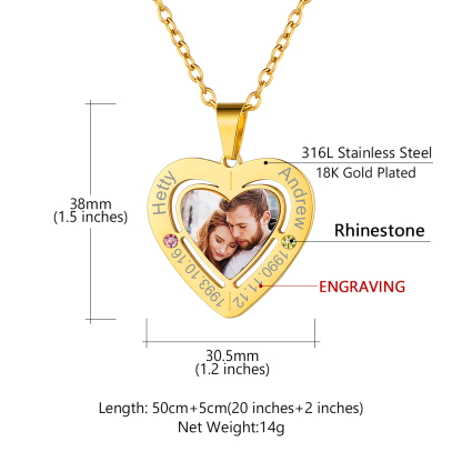 Collier Photo Gravé Médaillon Personnalisé Taille