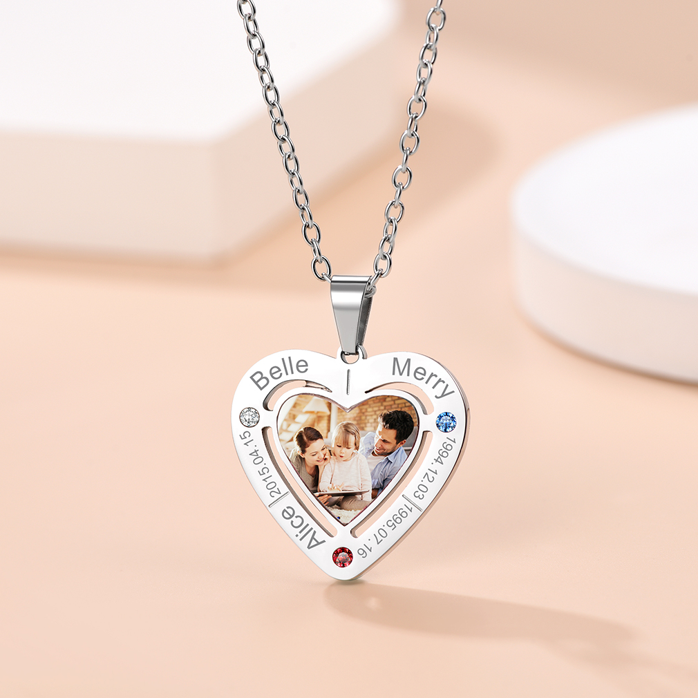 Collier Photo Gravé Médaillon Personnalisé argenté