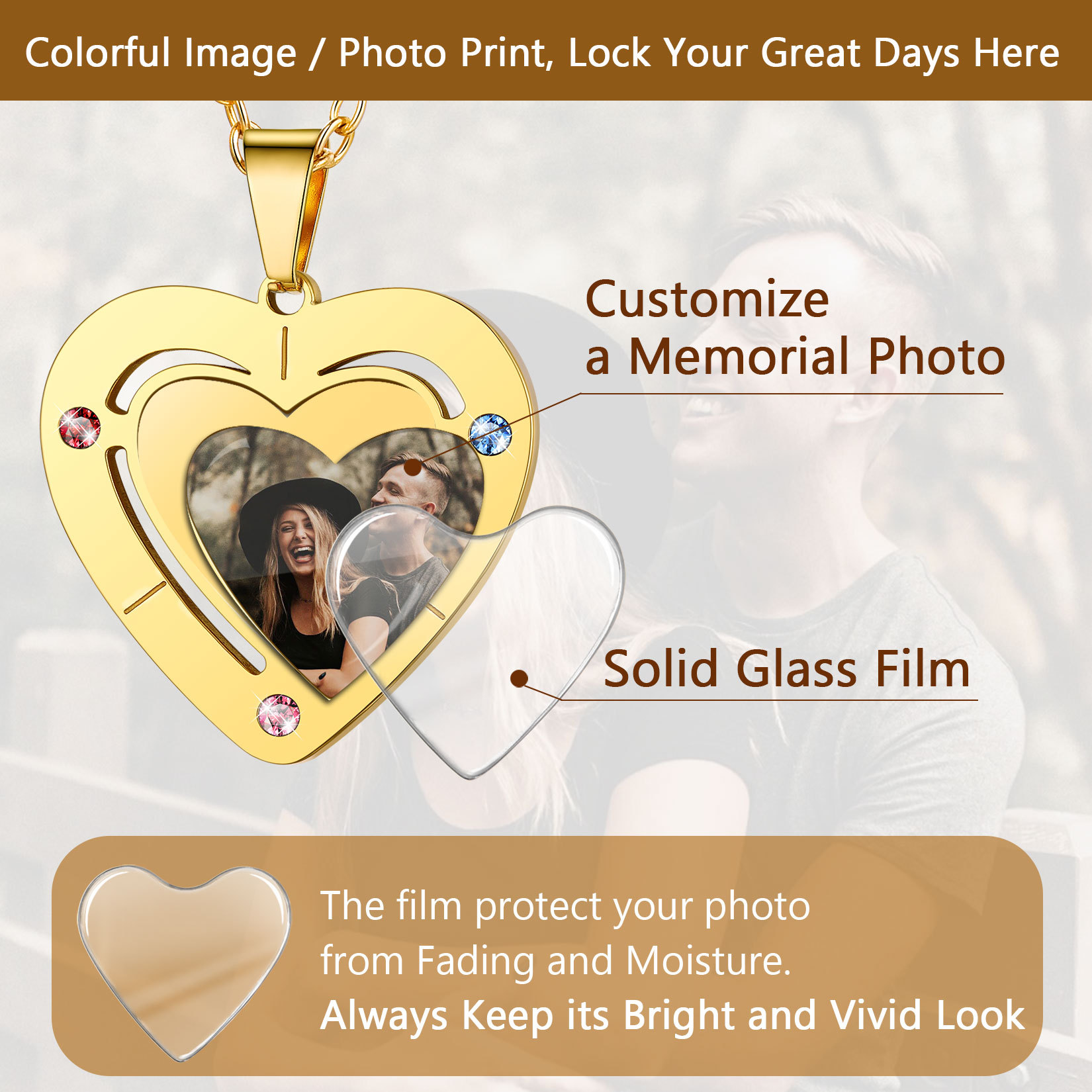 Collier Photo Gravé Médaillon Personnalisé or