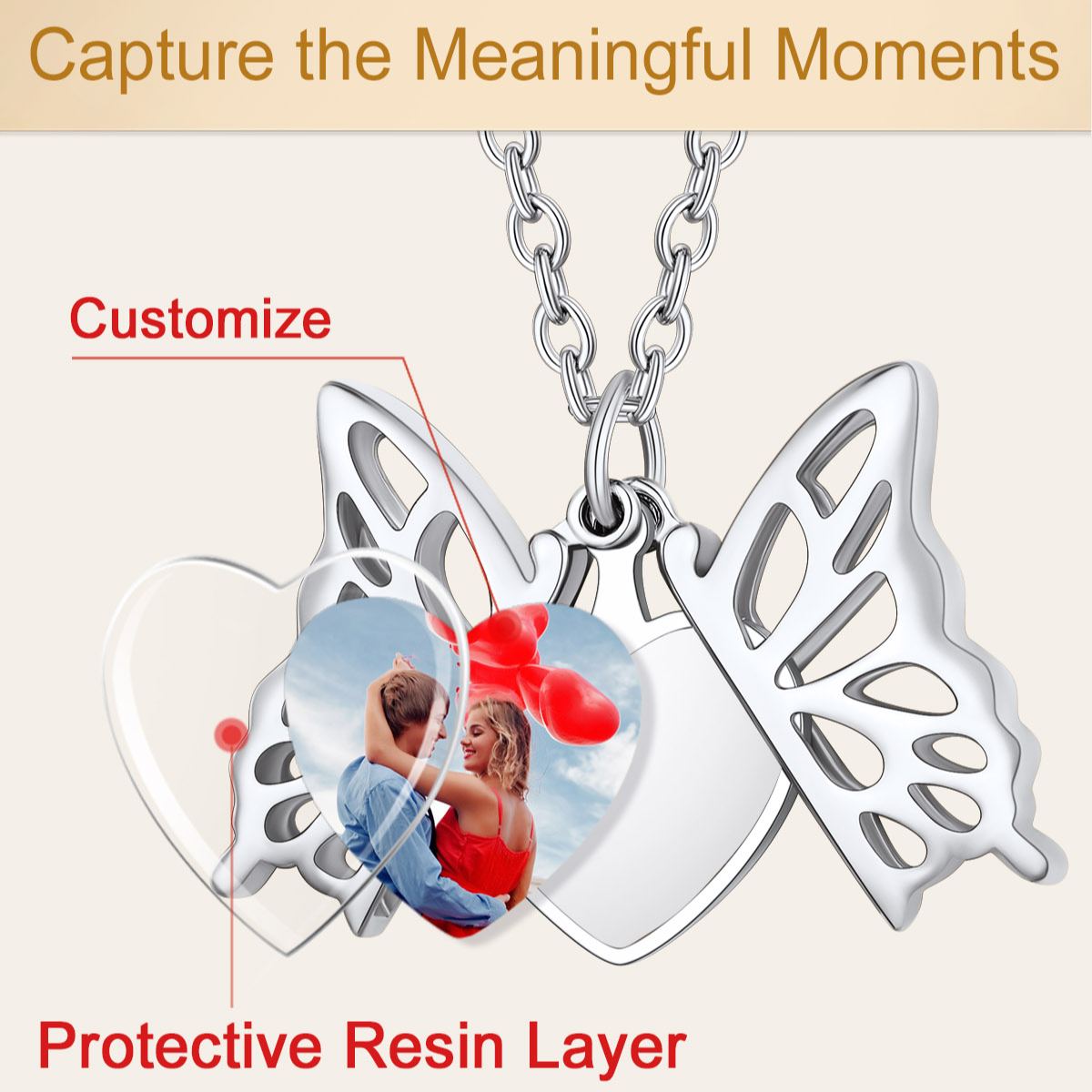 Collier Photo Personnalisé avec Ailes d'Ange 