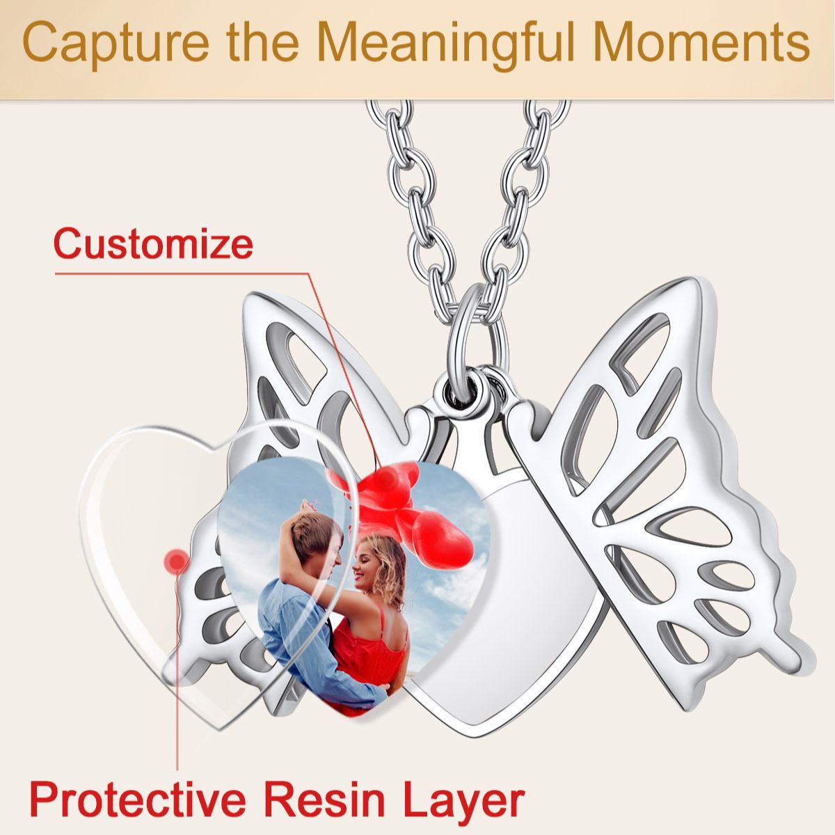 Collier Photo Personnalisé avec Ailes d'Ange 