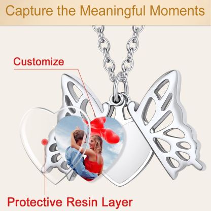 Collier Photo Personnalisé avec Ailes d'Ange 