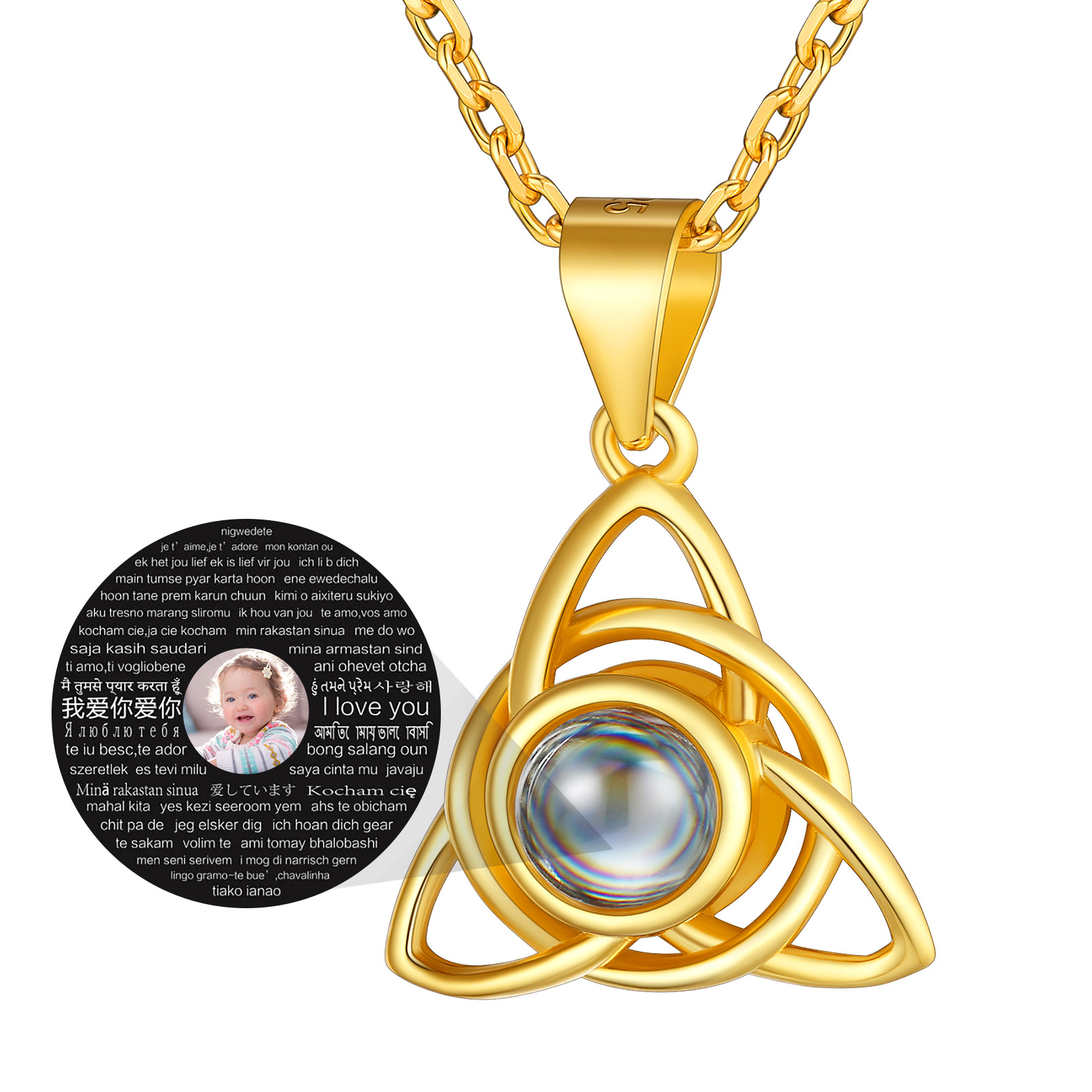 Collier Photo Projection Pendentif Personnalisé en Argent 925 or