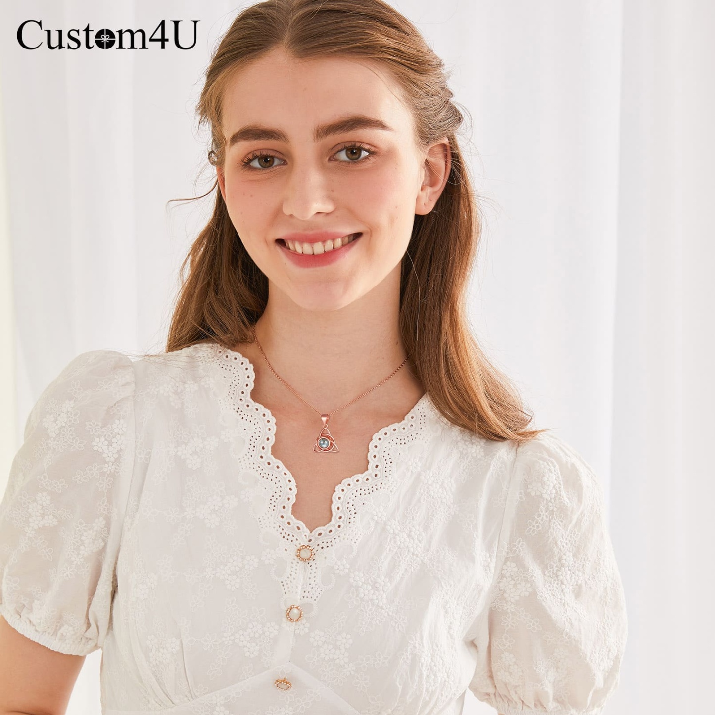 Collier Photo Projection Pendentif Personnalisé en Argent 925 