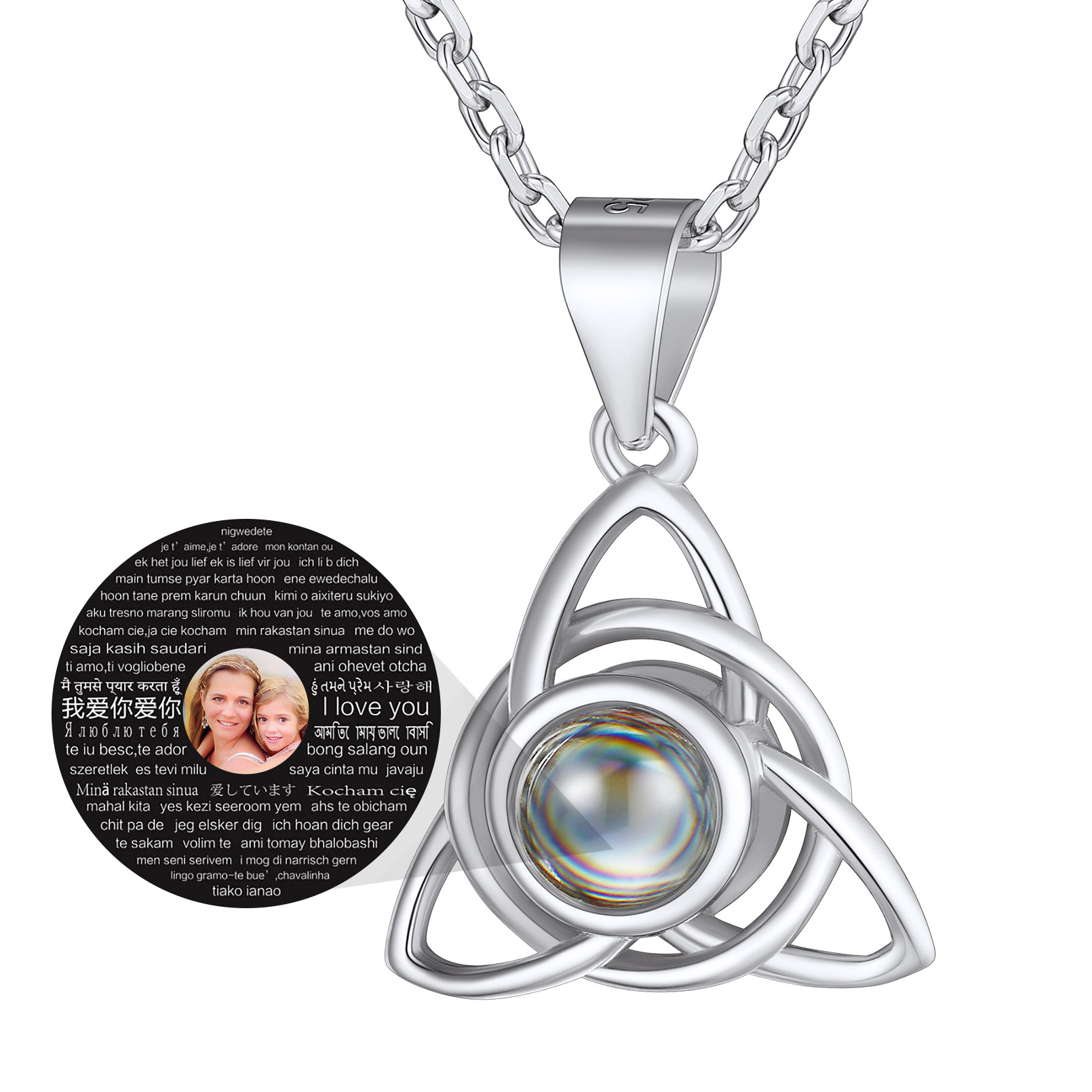 Collier Photo Projection Pendentif Personnalisé en Argent 925