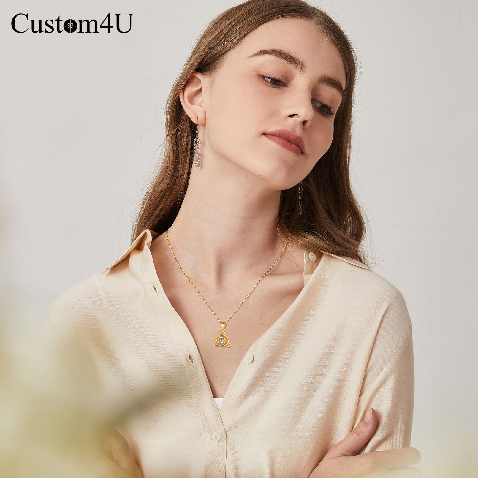 Collier Photo Projection Pendentif Personnalisé en Argent 925 pour femme