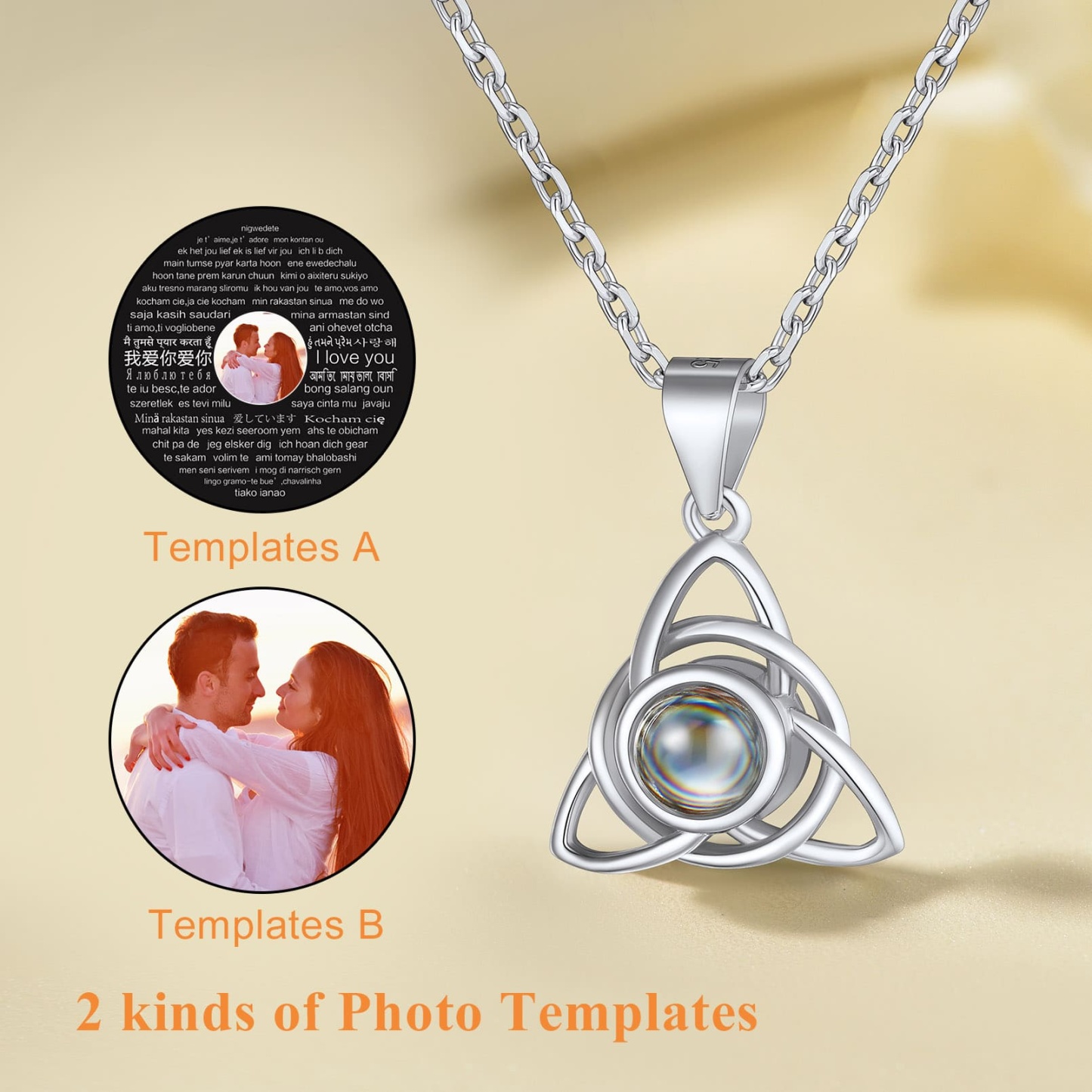 Collier Photo Projection Personnalisé cadeau en Argent 925