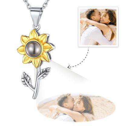 Collier Photo Projection Tournesol Personnalisé | Argent 925