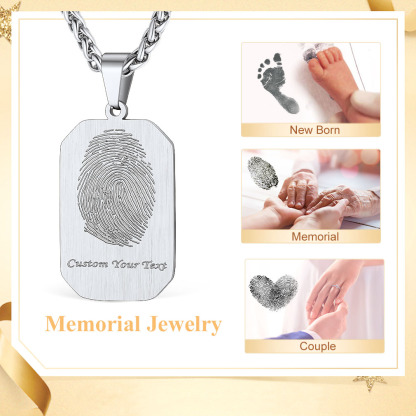 Collier Plaque Militaire Octogonale avec Empreinte et Photo memorial bijoux